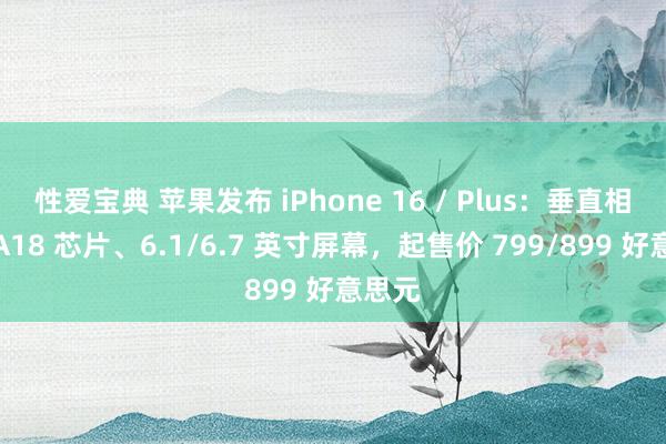 性爱宝典 苹果发布 iPhone 16 / Plus：垂直相机、A18 芯片、6.1/6.7 英寸屏幕，起售价 799/899 好意思元